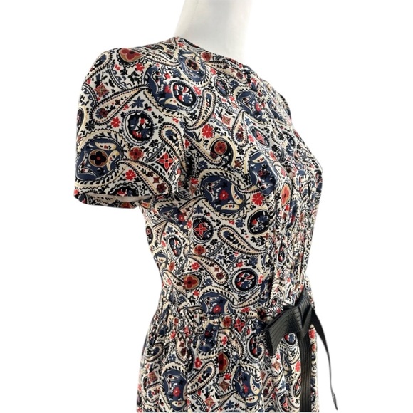 Louis Vuitton Navy Blue, Red, and Cream Floral Dress Size 36 - Picture 2 of 14